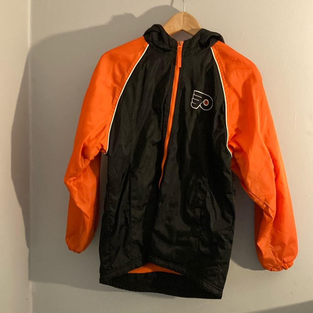 Flyers Black and Orange Windbreaker style Jacket fleece lined